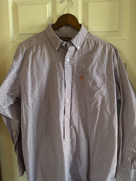 Ariat Other - Ariat Men's White and Purple Micro-Pattern Button-Down Shirt